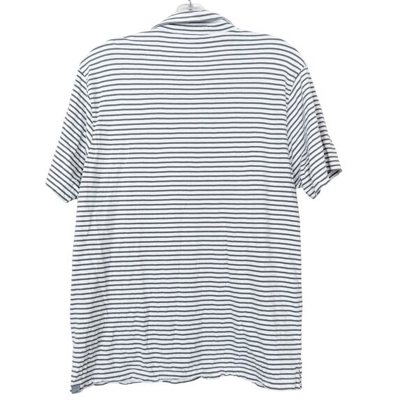Horny Toad White Striped Organic Cotton Short Sleeve Polo Sz L - Picture 4 of 6
